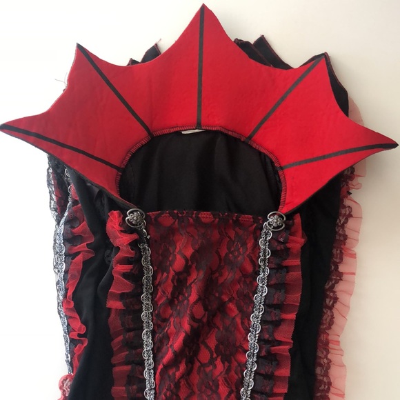 Girls Victorian Vampira Vintage Gothic Vampire Dress Costume - Picture 6 of 11